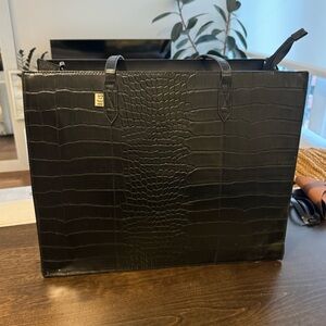 Beis Large Work Tote in Black Croc